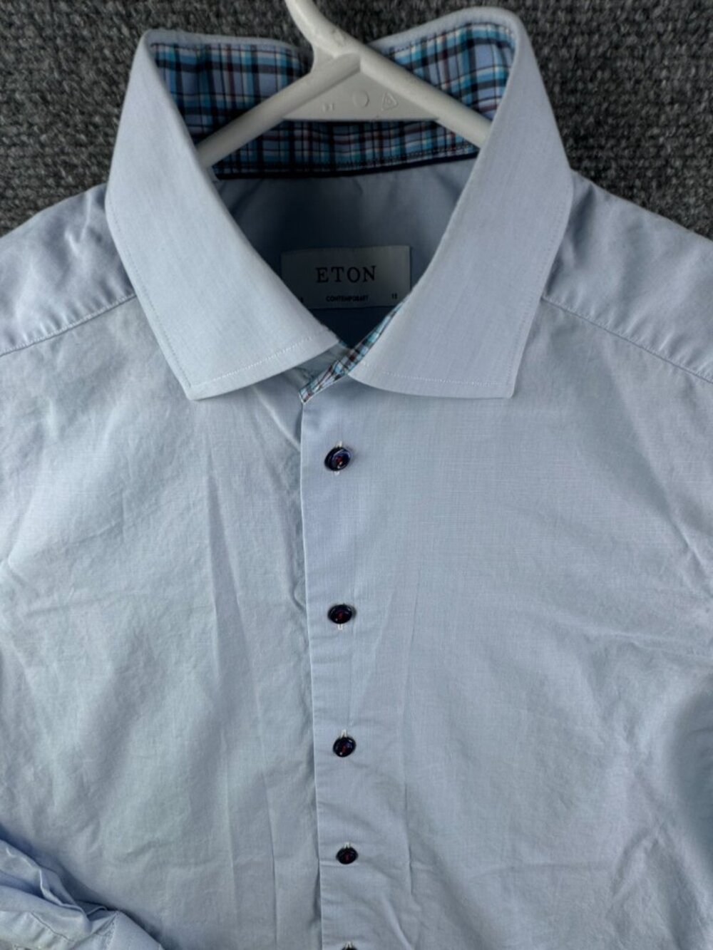 Eton Long Sleeve Button Up Dress Shirt Men Adult Blue 15 Contemporary Brighton
